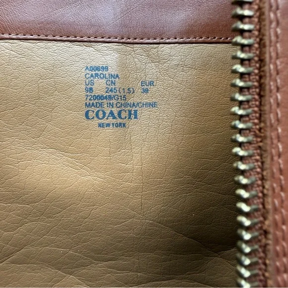 COACH Saddle Brown California Calf Leather Boots with Signature Gold Buckles, 9M - Picture 15 of 16